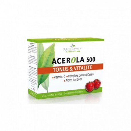 3 CHENES ACEROLA 500 24 COMPRIMES