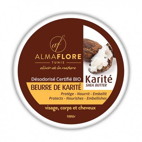 ALMAFLORE Beurre de Karité Naturel Désodorisé - 100 g